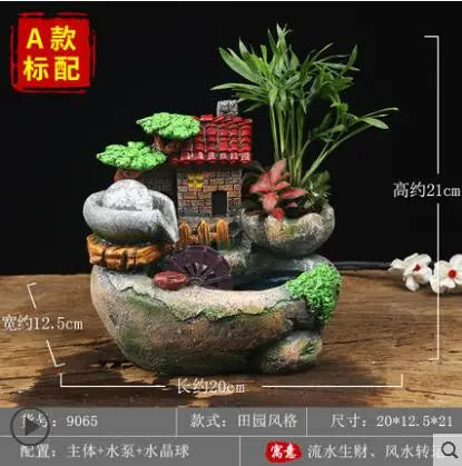 Feng shui wheel rockery water fountain water control home decoration lucky decoration Miniature landscape bonsai desktop humidif