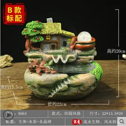 Feng shui wheel rockery water fountain water control home decoration lucky decoration Miniature landscape bonsai desktop humidif