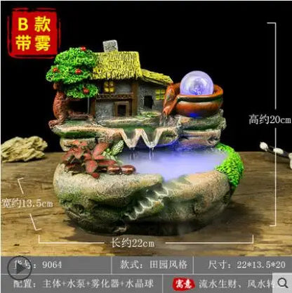 Feng shui wheel rockery water fountain water control home decoration lucky decoration Miniature landscape bonsai desktop humidif