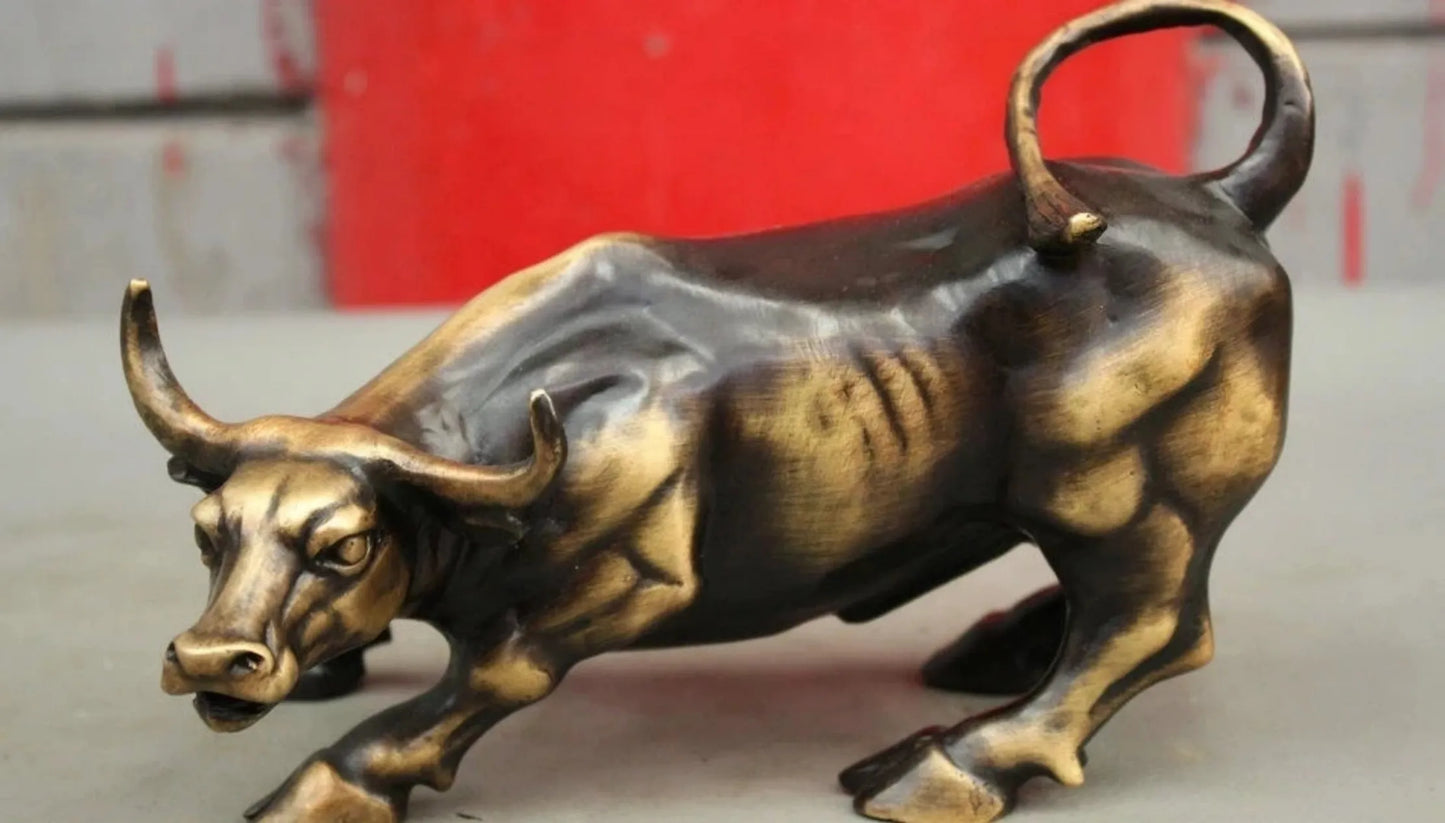 FengShui-estatua de bronce cobre chino de la riqueza, animales fuertes, Toro, buey, 20CM, envío gratis
