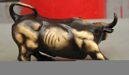 FengShui-estatua de bronce cobre chino de la riqueza, animales fuertes, Toro, buey, 20CM, envío gratis
