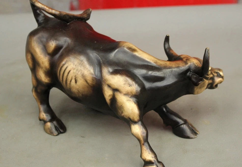 FengShui-estatua de bronce cobre chino de la riqueza, animales fuertes, Toro, buey, 20CM, envío gratis