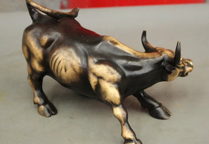 FengShui-estatua de bronce cobre chino de la riqueza, animales fuertes, Toro, buey, 20CM, envío gratis