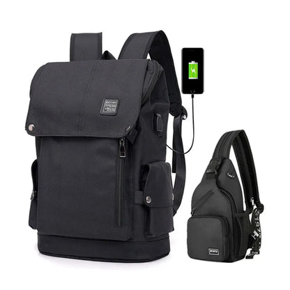 Fengdong 2pcs/set big waterproof school backpack boys school bags high school backpack student large capacity backpack chest bag