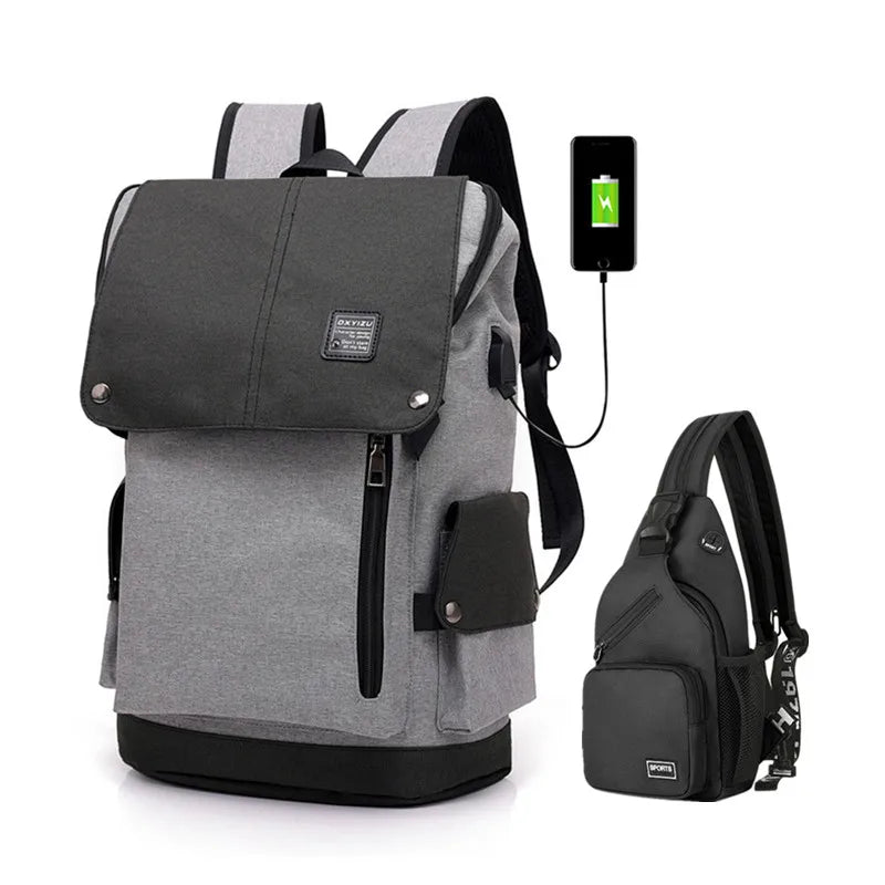 Fengdong 2pcs/set big waterproof school backpack boys school bags high school backpack student large capacity backpack chest bag