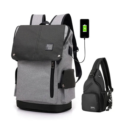Fengdong 2pcs/set big waterproof school backpack boys school bags high school backpack student large capacity backpack chest bag