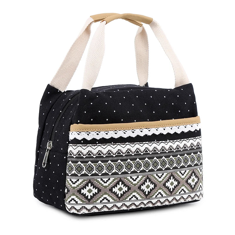 Fengdong 3pcs/set kids ethnic dots canvas backpack school bags for teenage girls pencil book bag set student backpack lunch bag