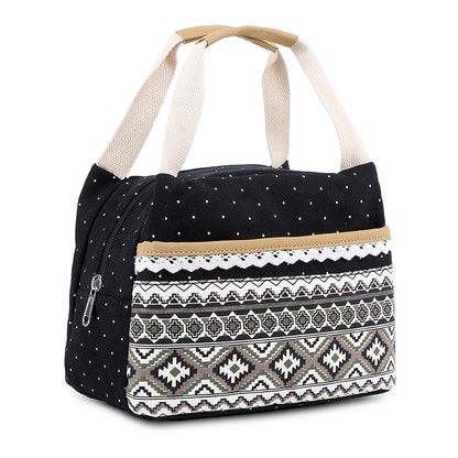 Fengdong 3pcs/set kids ethnic dots canvas backpack school bags for teenage girls pencil book bag set student backpack lunch bag
