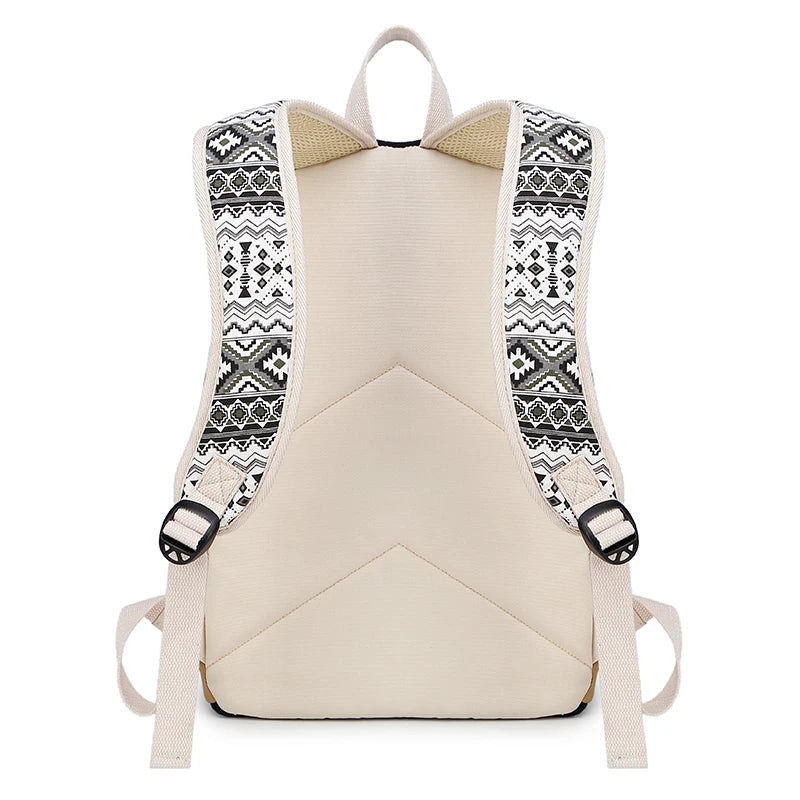 Fengdong 3pcs/set kids ethnic dots canvas backpack school bags for teenage girls pencil book bag set student backpack lunch bag
