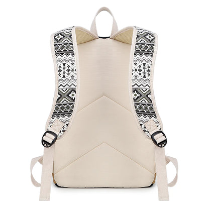 Fengdong 3pcs/set kids ethnic dots canvas backpack school bags for teenage girls pencil book bag set student backpack lunch bag
