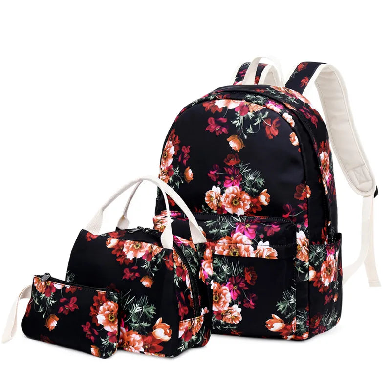 Fengdong 3pcs/set kids vintage school backpack bag set school bags for teenage girls polka dot backpacks for children bookbag