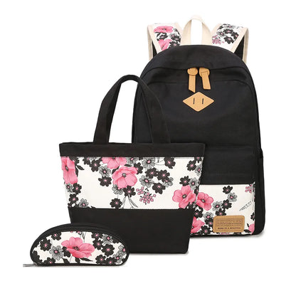Fengdong 3pcs/set kids vintage school backpack bag set school bags for teenage girls polka dot backpacks for children bookbag