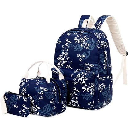 Fengdong 3pcs/set kids vintage school backpack bag set school bags for teenage girls polka dot backpacks for children bookbag