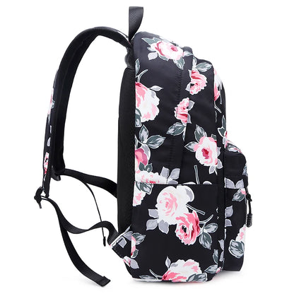 Fengdong 3pcs/set school bags for teenage girls rose flower lunch food bag pencil bag school backpack set kids floral book bag
