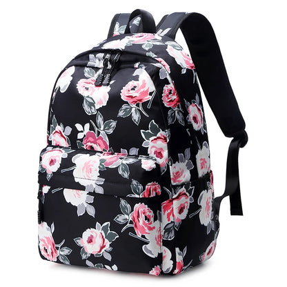 Fengdong 3pcs/set school bags for teenage girls rose flower lunch food bag pencil bag school backpack set kids floral book bag