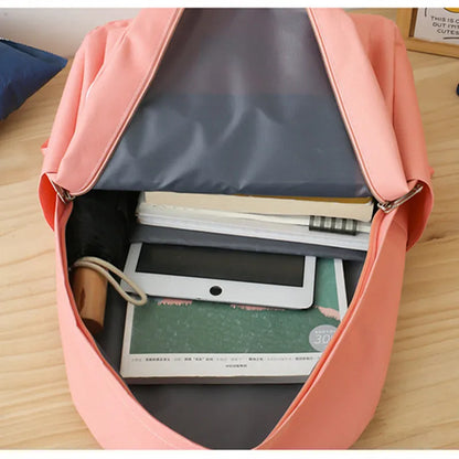 Fengdong 4pcs/set elementary school backpack for girls cute Kids backpack handbag Korean style cartoon rabbit girls school bags