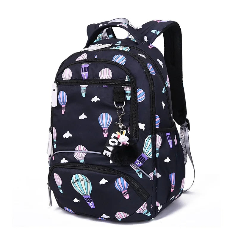 Fengdong Cherry blossoms school backpack for women black pink floral book bag fashion school bags for girls cute flower bookbag