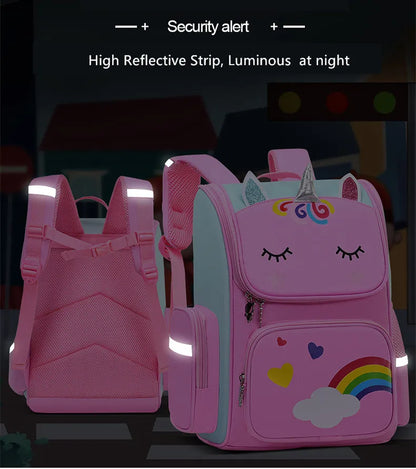 Fengdong Cute Cartoon 3D School Backpack Children School Bags for Girls kawaii pen pencil bag Waterproof Primary student bookbag