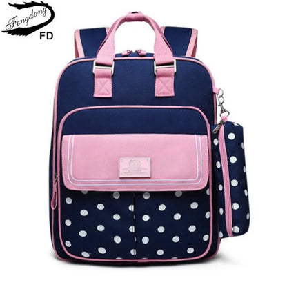 Fengdong High quality school backpack girls orthepedic hard back schoolbag elementary school girl backpack kids school bag gift