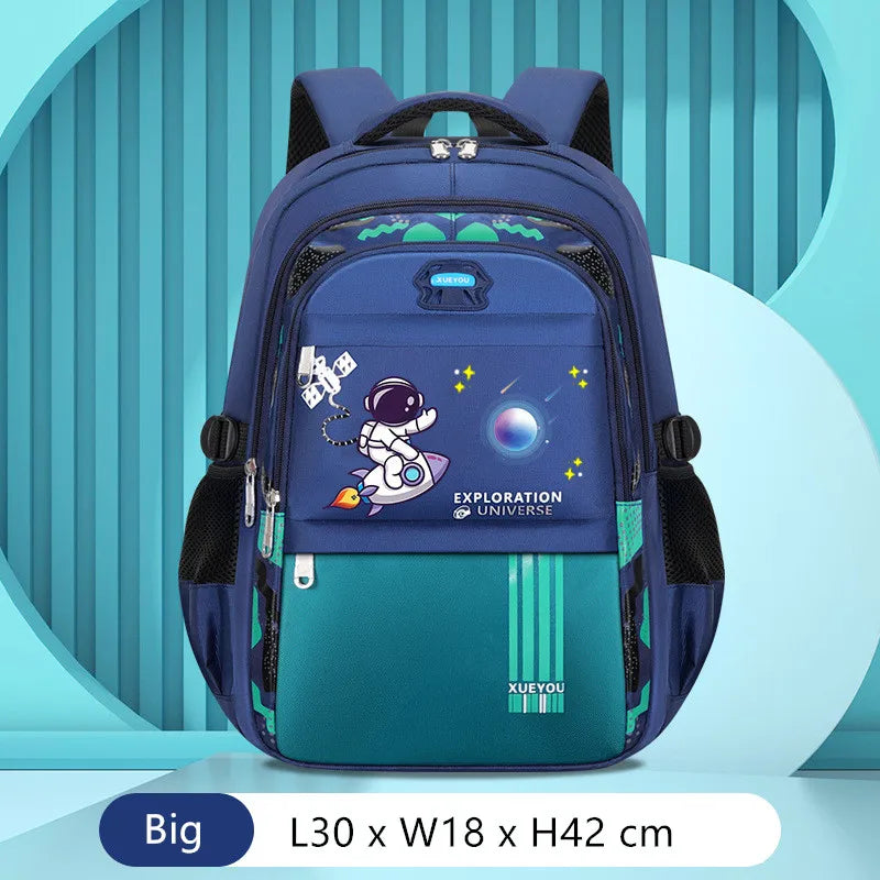 Fengdong Kids Backpack Cartoon Astronaut Teenages Schoolbag Primary school Waterproof Backpack Boys Orthopedic Mochila Infantile