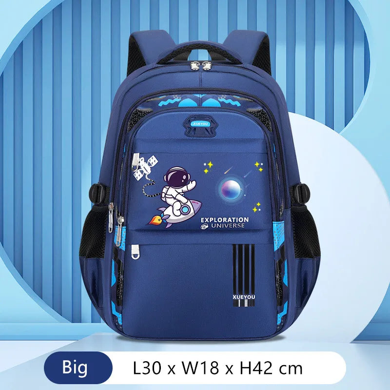 Fengdong Kids Backpack Cartoon Astronaut Teenages Schoolbag Primary school Waterproof Backpack Boys Orthopedic Mochila Infantile