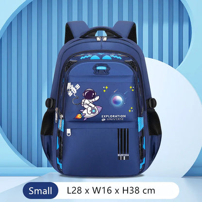 Fengdong Kids Backpack Cartoon Astronaut Teenages Schoolbag Primary school Waterproof Backpack Boys Orthopedic Mochila Infantile