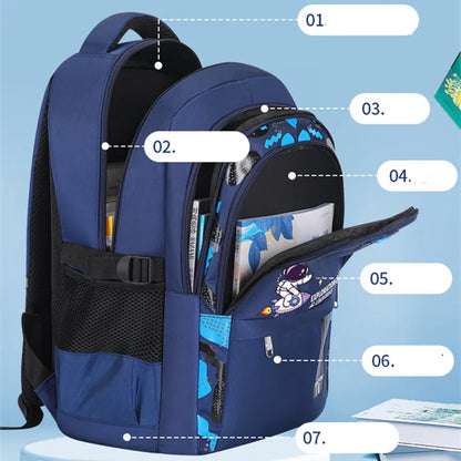 Fengdong Kids Backpack Cartoon Astronaut Teenages Schoolbag Primary school Waterproof Backpack Boys Orthopedic Mochila Infantile