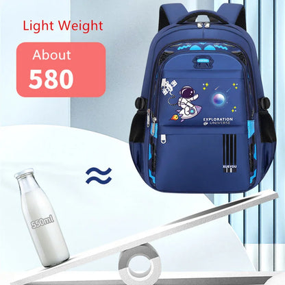Fengdong Kids Backpack Cartoon Astronaut Teenages Schoolbag Primary school Waterproof Backpack Boys Orthopedic Mochila Infantile