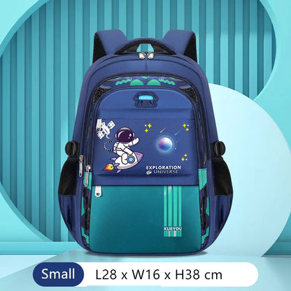 Fengdong Kids Backpack Cartoon Astronaut Teenages Schoolbag Primary school Waterproof Backpack Boys Orthopedic Mochila Infantile