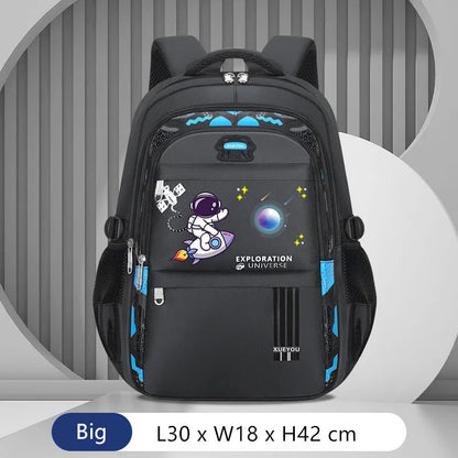 Fengdong Kids Backpack Cartoon Astronaut Teenages Schoolbag Primary school Waterproof Backpack Boys Orthopedic Mochila Infantile