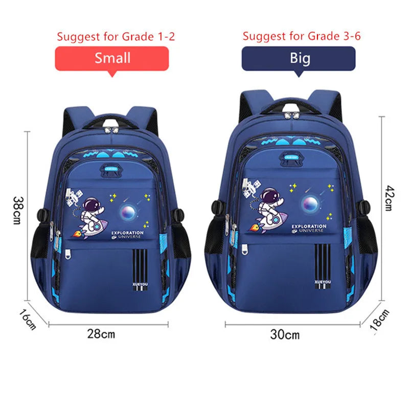Fengdong Kids Backpack Cartoon Astronaut Teenages Schoolbag Primary school Waterproof Backpack Boys Orthopedic Mochila Infantile