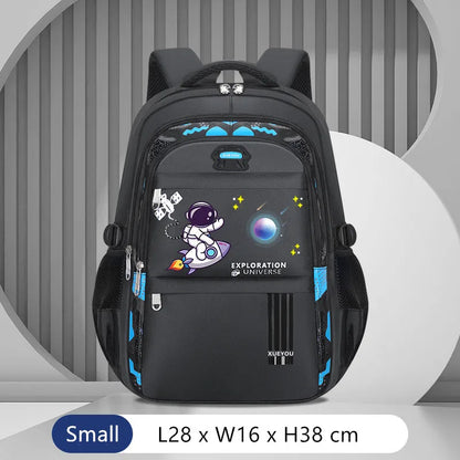 Fengdong Kids Backpack Cartoon Astronaut Teenages Schoolbag Primary school Waterproof Backpack Boys Orthopedic Mochila Infantile