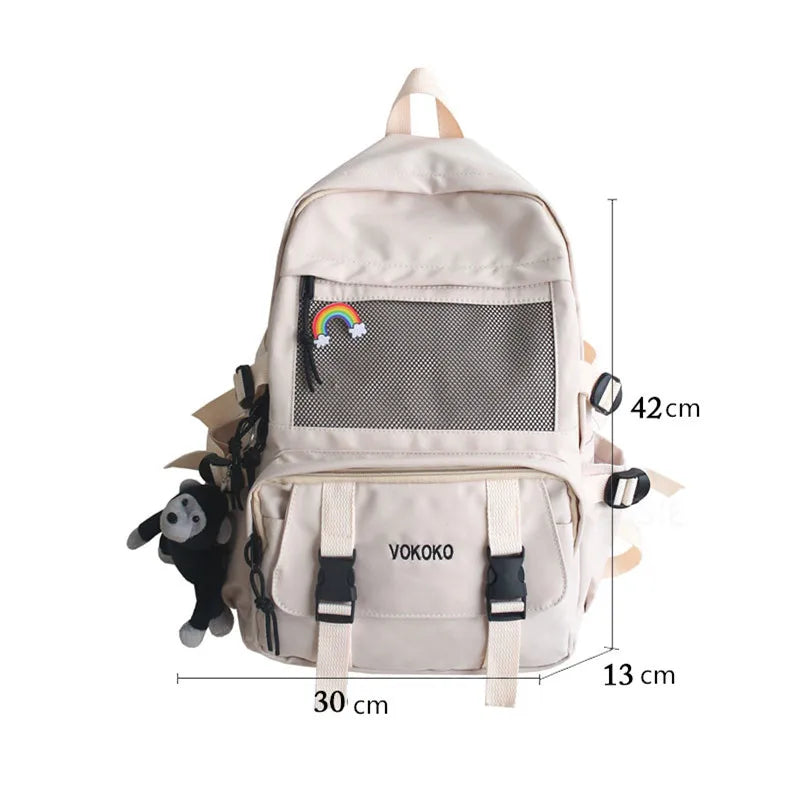 Fengdong Waterproof Nylon School Backpack For Girls Women Travel Backpack Large Capacity College Student Bookbag laptop backpack
