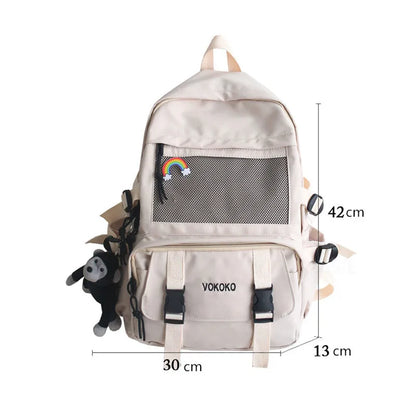 Fengdong Waterproof Nylon School Backpack For Girls Women Travel Backpack Large Capacity College Student Bookbag laptop backpack