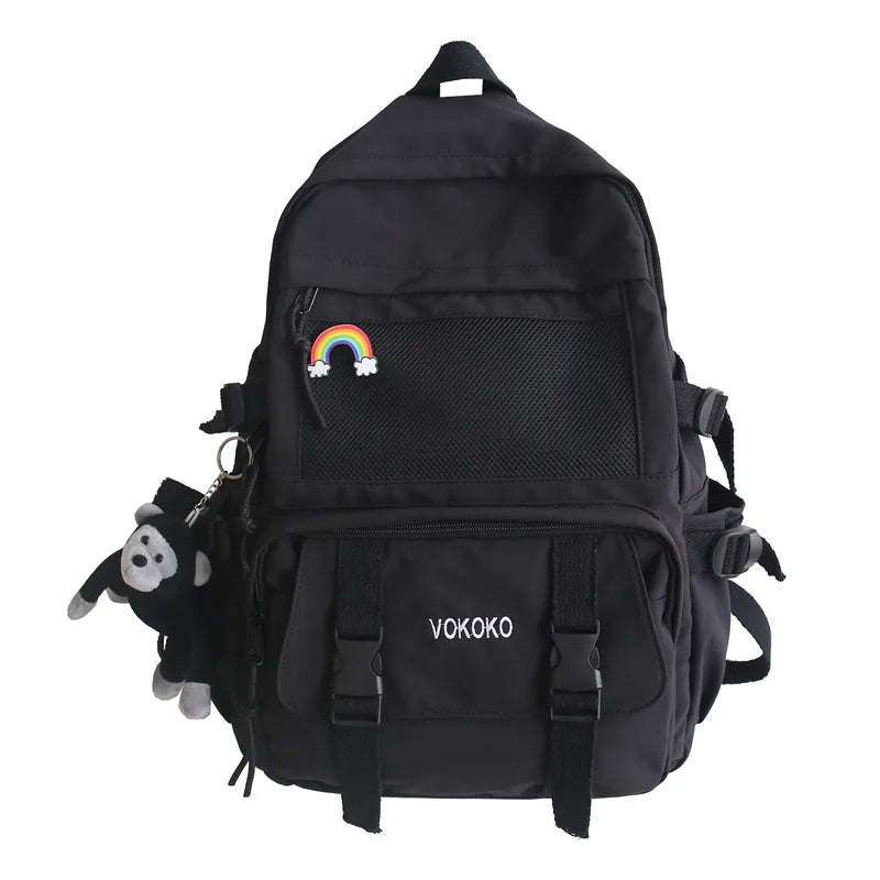 Fengdong Waterproof Nylon School Backpack For Girls Women Travel Backpack Large Capacity College Student Bookbag laptop backpack