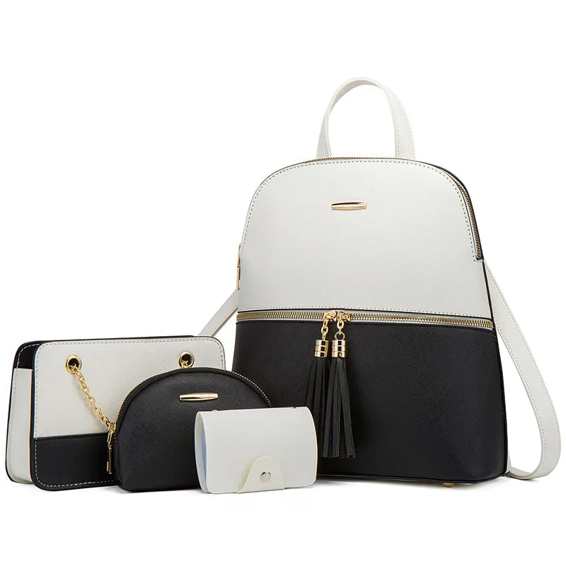 Fengdong Women Leather Backpack Fashion Female Shoulder Bag Sac a Dos Ladies Bagpack Mochilas School Bags For Teenage Girls 2023