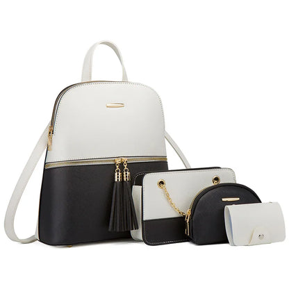 Fengdong Women Leather Backpack Fashion Female Shoulder Bag Sac a Dos Ladies Bagpack Mochilas School Bags For Teenage Girls 2023
