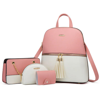 Fengdong Women Leather Backpack Fashion Female Shoulder Bag Sac a Dos Ladies Bagpack Mochilas School Bags For Teenage Girls 2023