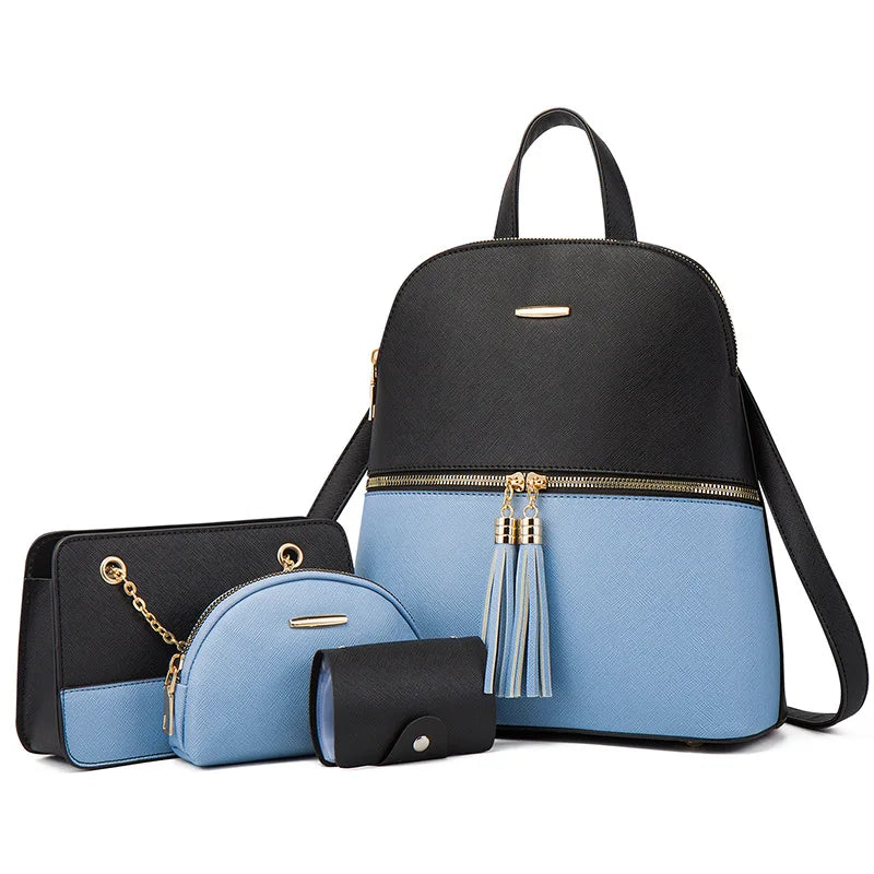 Fengdong Women Leather Backpack Fashion Female Shoulder Bag Sac a Dos Ladies Bagpack Mochilas School Bags For Teenage Girls 2023