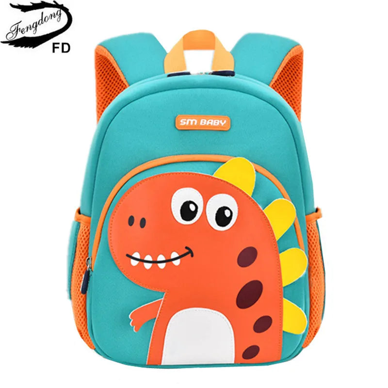 Fengdong anti-lost children school bags for boys girls cute 3d cartoon dinosaur baby school backpack small kindergarten backpack