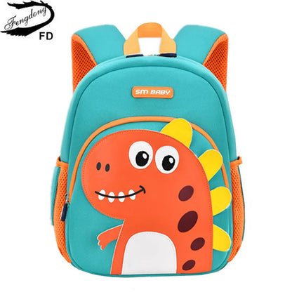 Fengdong anti-lost children school bags for boys girls cute 3d cartoon dinosaur baby school backpack small kindergarten backpack