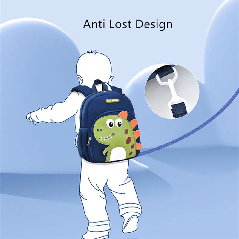 Fengdong anti-lost children school bags for boys girls cute 3d cartoon dinosaur baby school backpack small kindergarten backpack