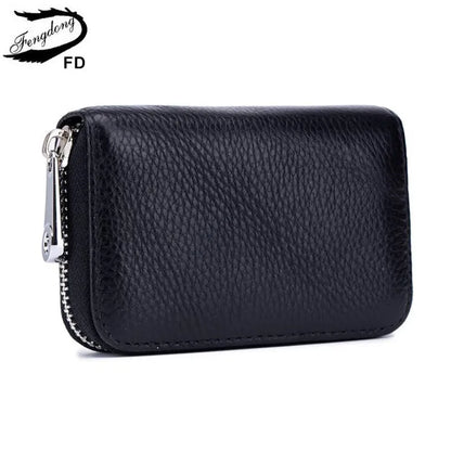 Fengdong anti rfid short wallet for credit cards women genuine leather small wallet id card holder mini card bag leather purse