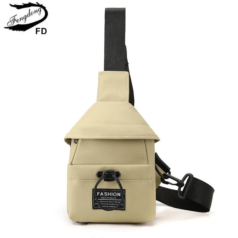 Fengdong anti-theft chest bag for men mini Crossbody Bags small shoulder bag waterproof outdoor sports bag cell phone bag men