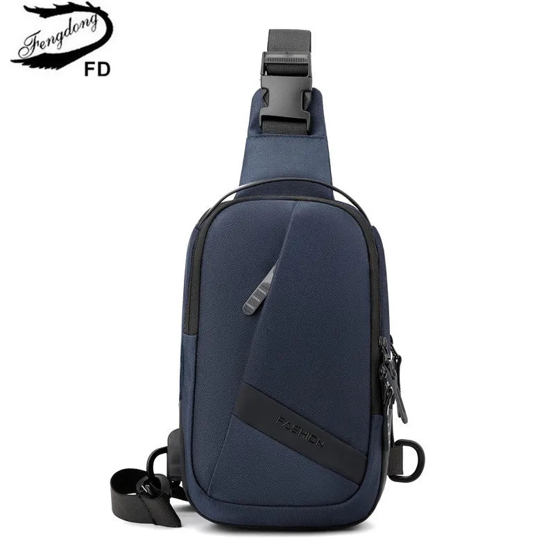 Fengdong anti theft chest bag male outdoor sports water bottle bag men crossbody bags shoulder bags birthday gift for husband