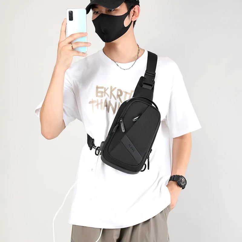 Fengdong anti theft chest bag male outdoor sports water bottle bag men crossbody bags shoulder bags birthday gift for husband