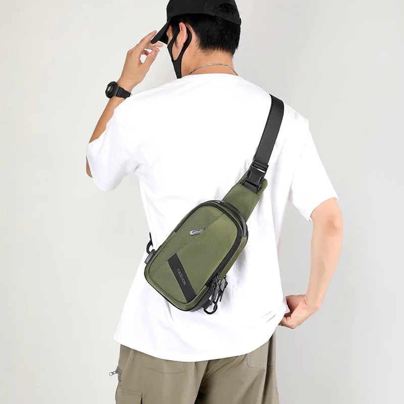 Fengdong anti theft chest bag male outdoor sports water bottle bag men crossbody bags shoulder bags birthday gift for husband