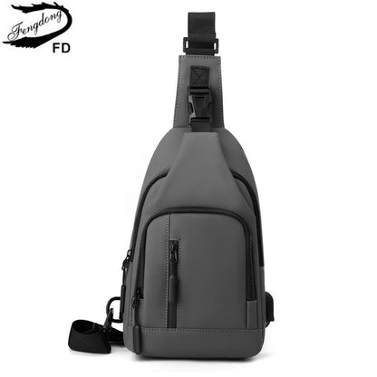 Fengdong anti-theft chest bag small waterproof sports bag male USB bag for phone travel cross body bags boy fashion mini bagpack