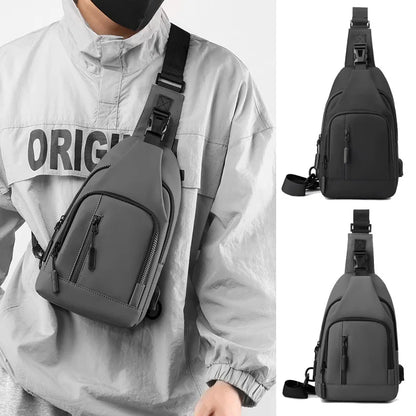 Fengdong anti-theft chest bag small waterproof sports bag male USB bag for phone travel cross body bags boy fashion mini bagpack