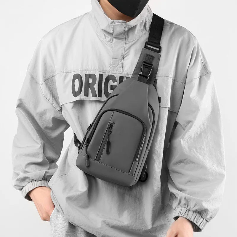Fengdong anti-theft chest bag small waterproof sports bag male USB bag for phone travel cross body bags boy fashion mini bagpack